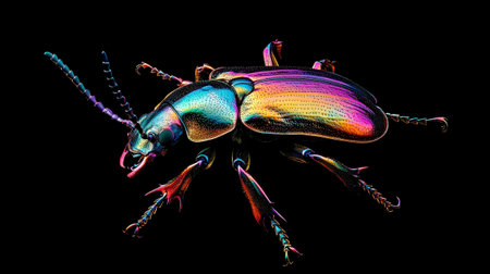 Beetle isolated on black background. 3D rendering.