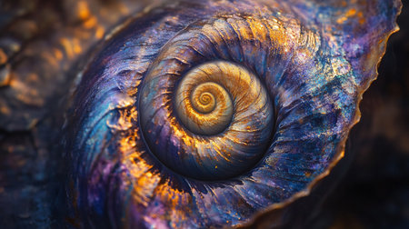 Close-up of a sea shell in the form of a spiral