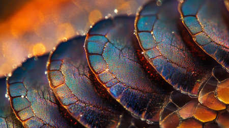 Macro shot of a butterfly wing with a shallow depth of fieldの写真素材