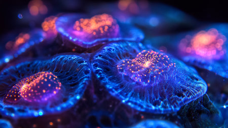 3D illustration of an abstract background with neon lightsの写真素材