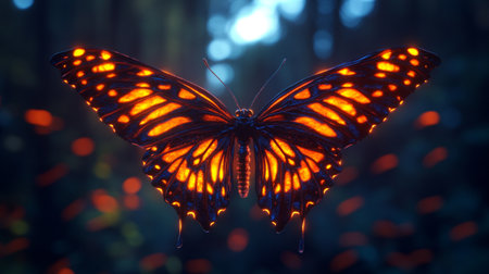 Butterfly in the forest. Butterfly in the forest at nightの写真素材