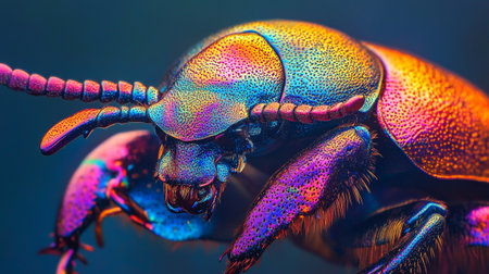 Close up of a rhinoceros beetle on a dark background