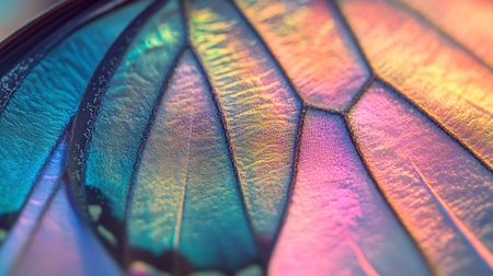 Close up of colorful butterfly wing texture background. Selective focus.の写真素材