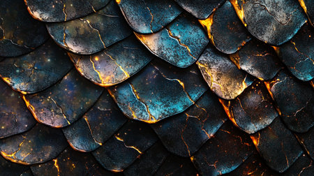 Close-up of a dragon skin. 3d rendering. Computer digital drawing.の写真素材