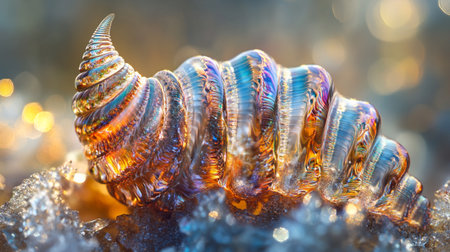 Macro shot of a shell on the shore of a lake.の写真素材