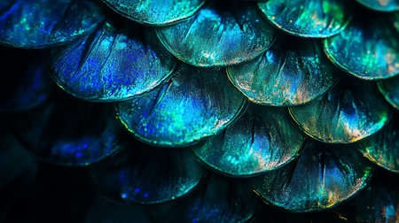 Macro shot of a dragon skin. Colorful background. Close-up.の写真素材