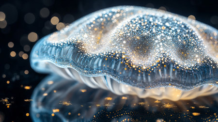 3D illustration of a jellyfish with bokeh effect.