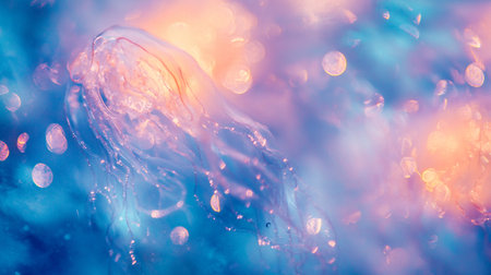 Colorful jellyfish floating in the water. Abstract background and texture.