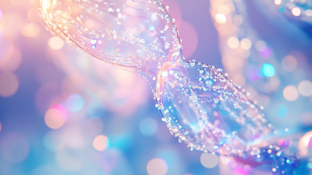 abstract background with bokeh defocused lights and soap bubblesの写真素材