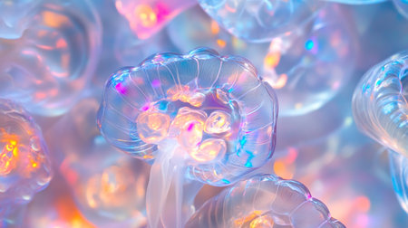 Close up of jellyfish in water. Abstract background. 3d rendering