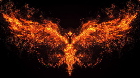 Fire flames on black background. Abstract fire background. Design element.の写真素材