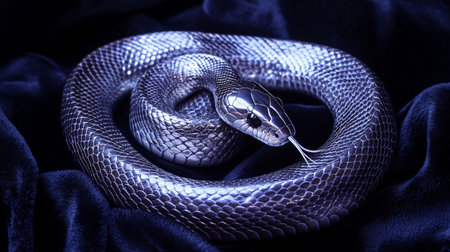 Close-up of a royal Thai cobra (Naja scandiaca)