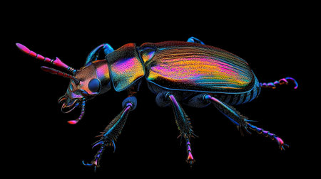 Stag beetle isolated on black background. 3D illustration. Close-up.の写真素材