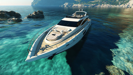 luxury yacht in the sea. 3d render. 3d illustration