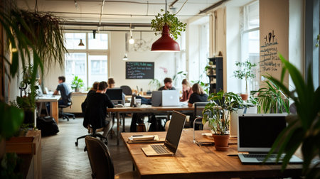 Business people working together in a modern co-working space at office