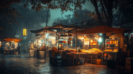 Night street market in the old town of Tbilisi, Georgiaの写真素材