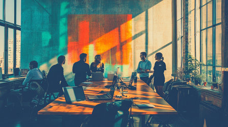 Group of business people working together in a modern office. Business and entrepreneurship concept.