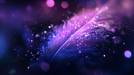 purple feather with bokeh effect - abstract graphic design backgroundの写真素材