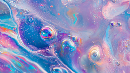 mixing water and oil in the form of colorful bubbles. macroの写真素材