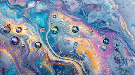 Marbled blue and golden abstract background. Liquid marble ink pattern.