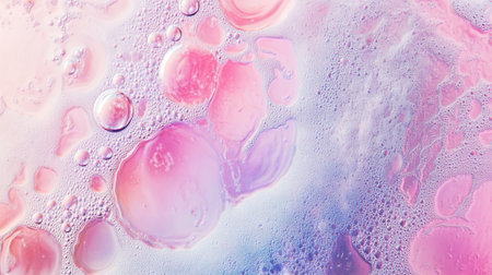 Colorful abstract background with oil bubbles in water close-up.
