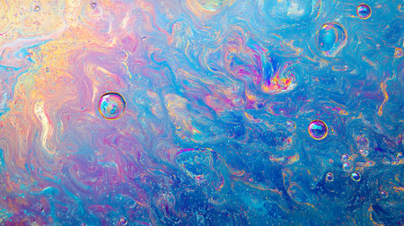Traditional Ottoman Turkish marbling art patterns as abstract colorful background with reflection