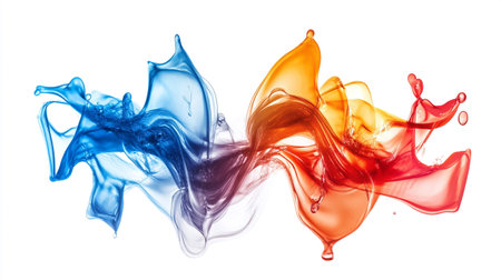 Colored paint splashes isolated on white background. Abstract art.