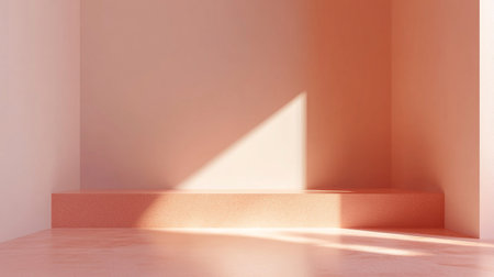 Abstract empty room with pink wall and concrete floor. 3d renderingの写真素材