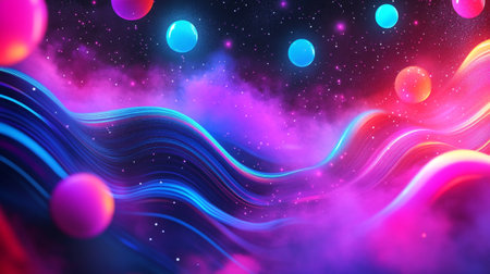 Abstract background with blue and purple lights and stars. Vector illustration.