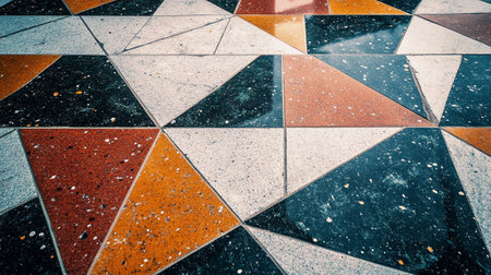 Colorful ceramic floor tiles pattern background - Vintage filter processing style picturesの写真素材