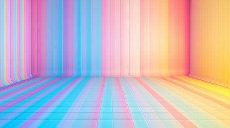 3d render, abstract background, empty room with stripes, modern interiorの写真素材