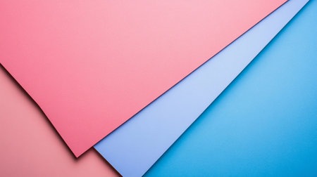 Color papers geometry composition background with pastel pink, blue and violet tonesの写真素材