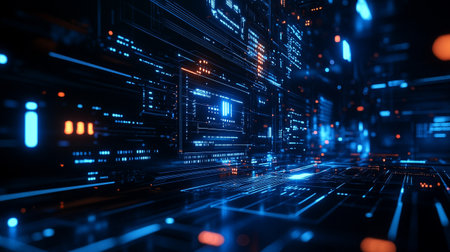 3D rendering of abstract futuristic digital technology background. Network connection concept.