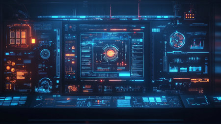 Futuristic HUD interface. Futuristic user interface. 3d rendering