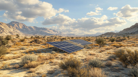 Photovoltaic modules in the desert of Nevada, USA.の写真素材