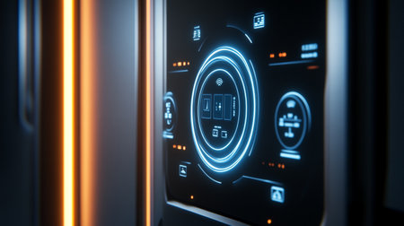 Close up view of the control panel of a modern car. 3D rendering