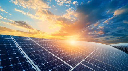 Solar panels, photovoltaic, alternative electricity source - concept of sustainable resources