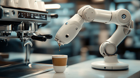 Coffee machine with coffee cup in coffee shop. 3d renderingの写真素材