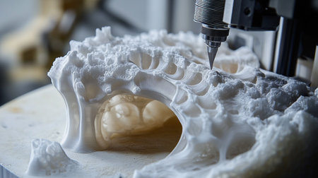 Removable partial denture in dental laboratory. Dentistry concept.