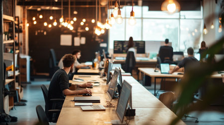 Group of young business people in a meeting at the office. Freelance and remote work concept.