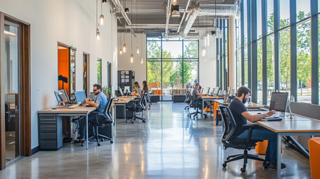 Multiethnic startup business team on meeting in modern bright office interior brainstorming, working on laptop and tablet computerの写真素材