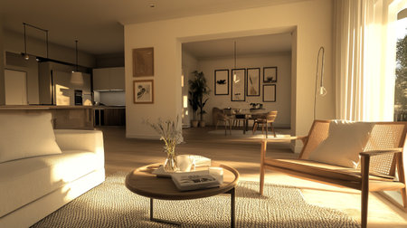Interior of a modern living room. 3d render illustration.