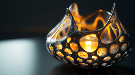 Burning candle in the shape of a crown on a black background