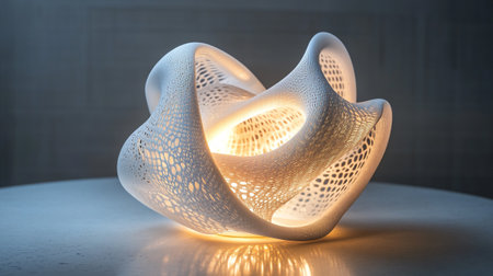 3d illustration of abstract geometric shape with light effect. Futuristic background.