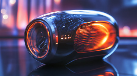 Modern car audio speaker on a dark background. 3d rendering.