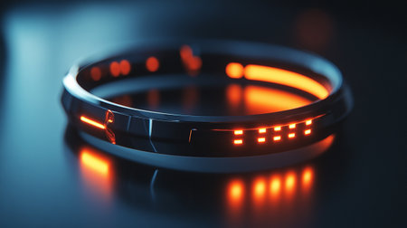 Close-up of a led bracelet on a dark background. 3d renderingの写真素材