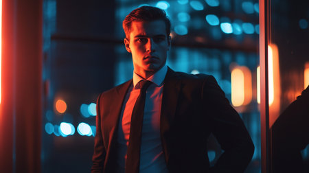 Portrait of a handsome young man in a business suit. Men's beauty, fashion.