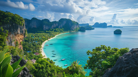 Panoramic view of Maya bay, Krabi, Thailand.の写真素材