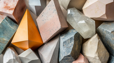 Variety of natural quartzle and semiprecious stones
