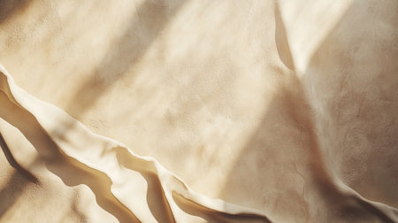 Crumpled beige silk fabric texture background. Copy space.の写真素材